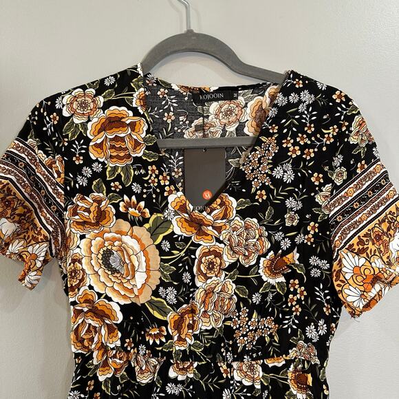 NWT-Women's Boho High Waisted Beach Maxi Dress with Short sleeves-Medium - Picture 5 of 8